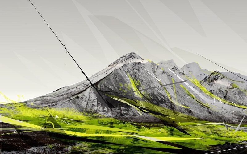 Mountain Landscape — Green, Dramatic, Digital Art, Mountains