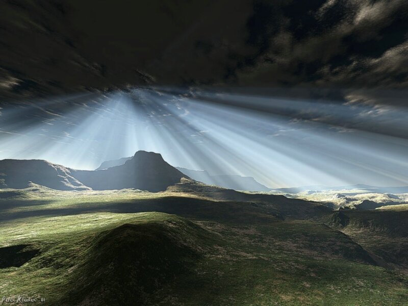 Mountain Landscape — Green, Dramatic, Morning