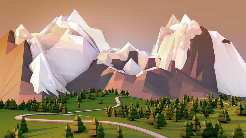 Mountain Landscape — Green, Serene, Sunset