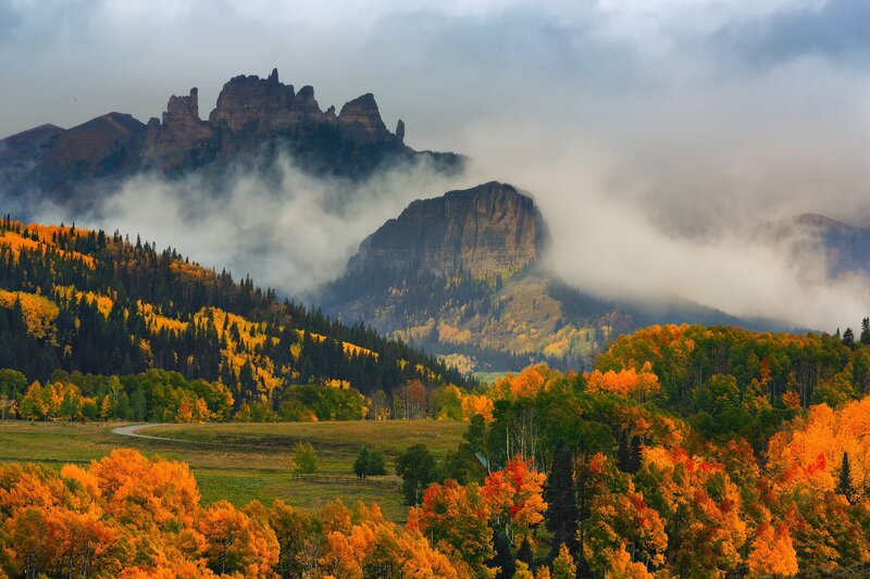 Mountain Landscape in Autumn — Orange