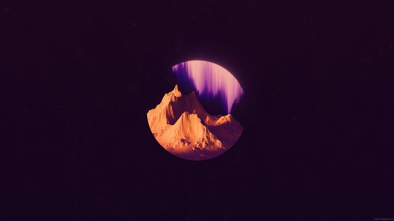 Mountain Landscape in Circle — Purple
