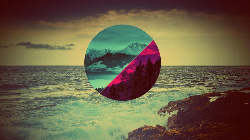 Mountain Landscape in Circle — Teal