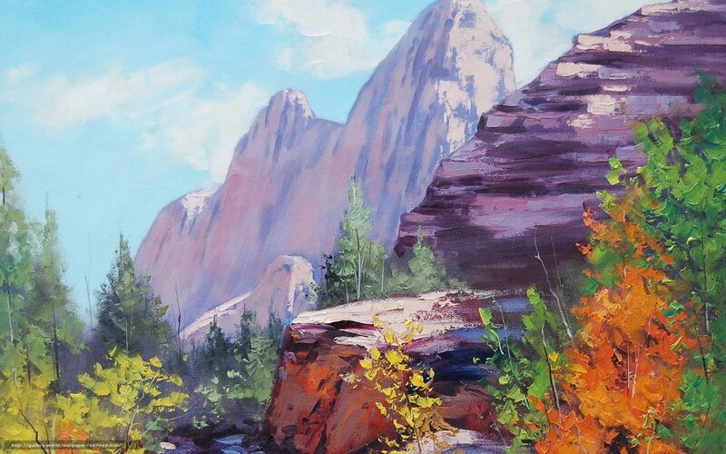 Mountain Landscape Painting — Blue