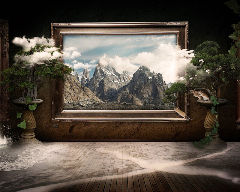 Mountain Landscape Painting — Brown, Dramatic