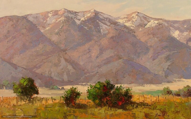 Mountain Landscape Painting — Brown, Serene, Afternoon
