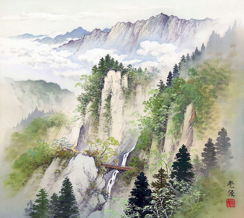 Mountain Landscape Painting — Green, Serene
