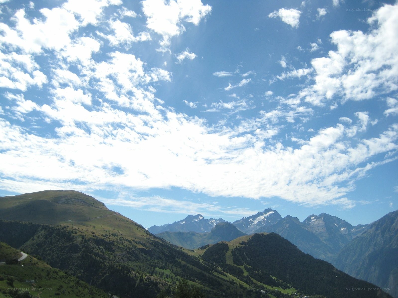 Mountain landscape under blue sky