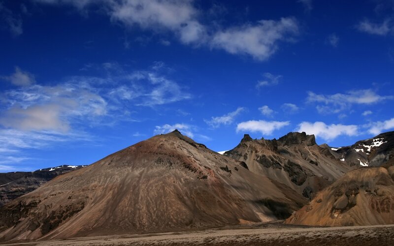 Mountain landscape under blue sky