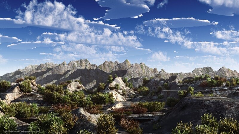 Mountain landscape under blue sky