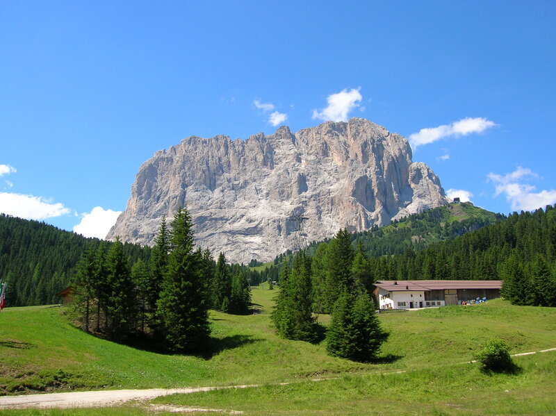 Mountain landscape with alpine hut
