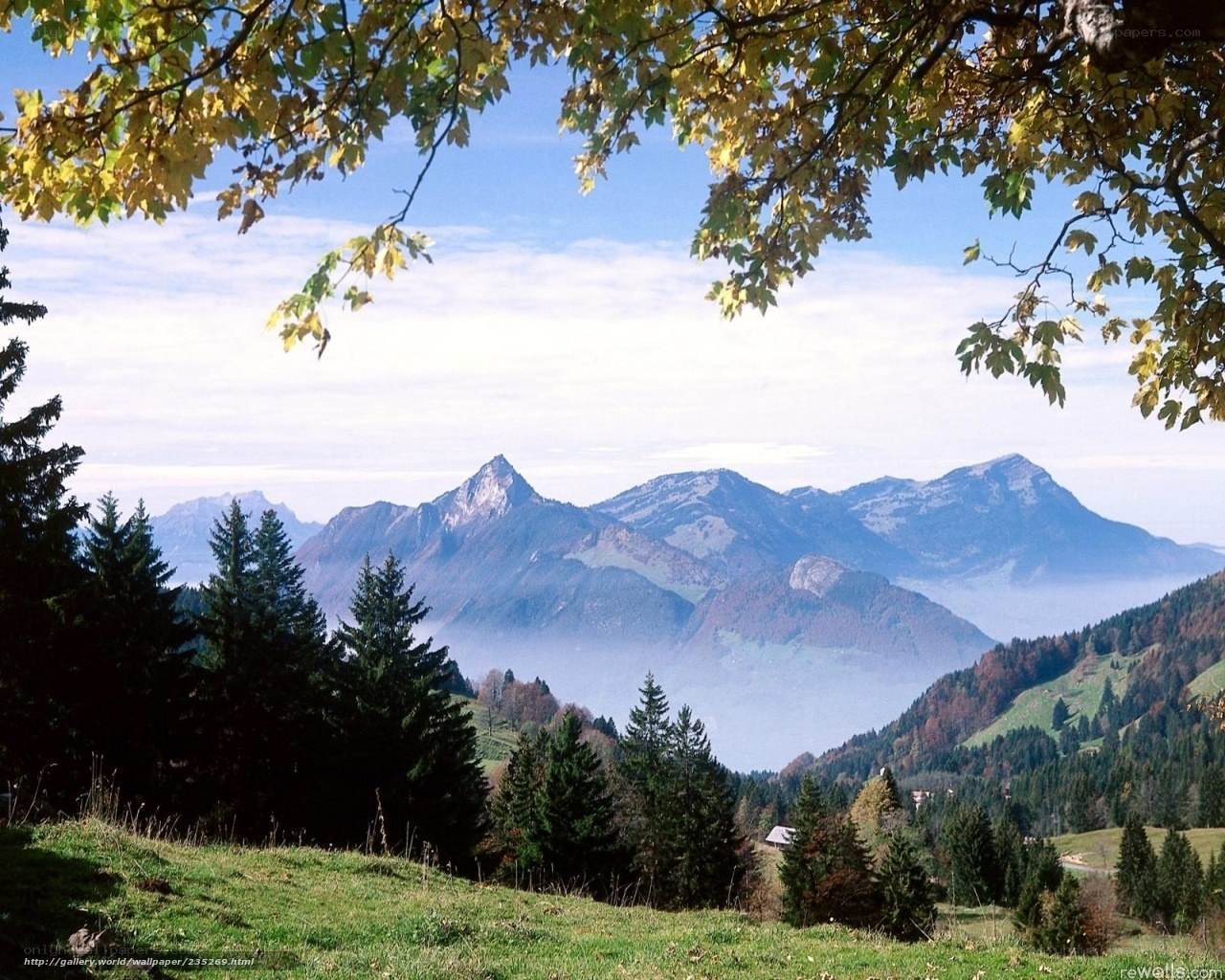 Mountain landscape with autumn trees