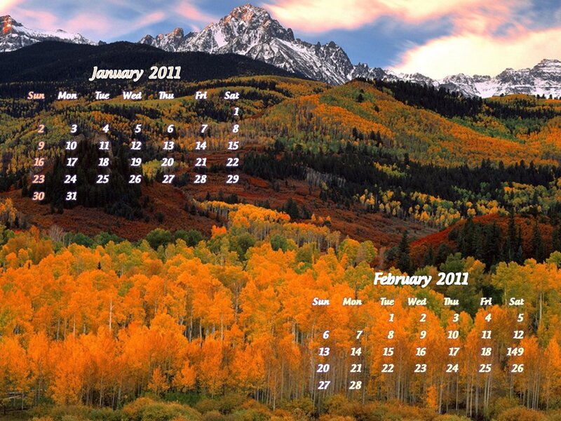 Mountain Landscape with Autumn Trees — Orange