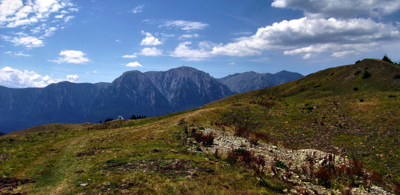 Mountain landscape with blue sky