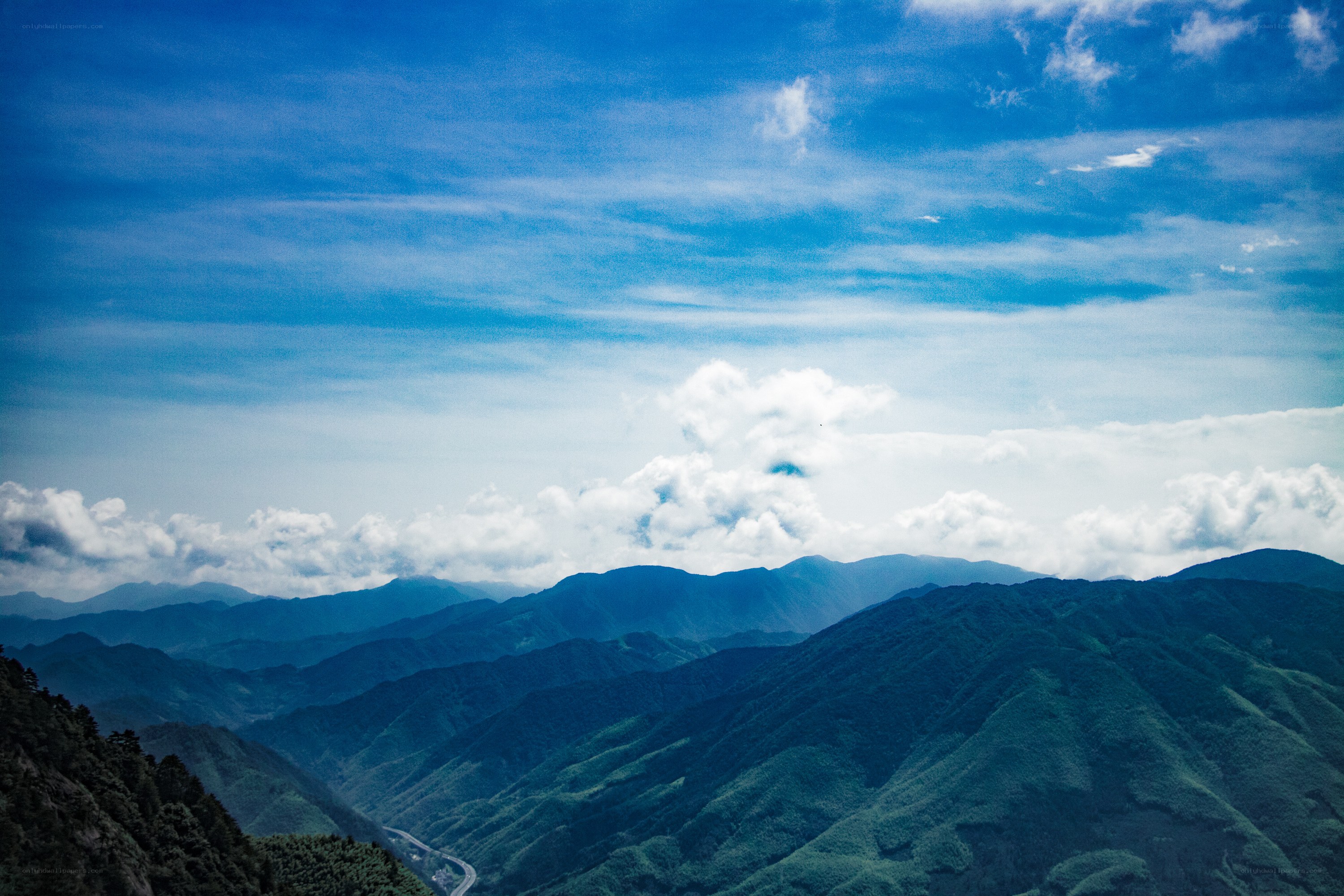 Mountain landscape with blue sky