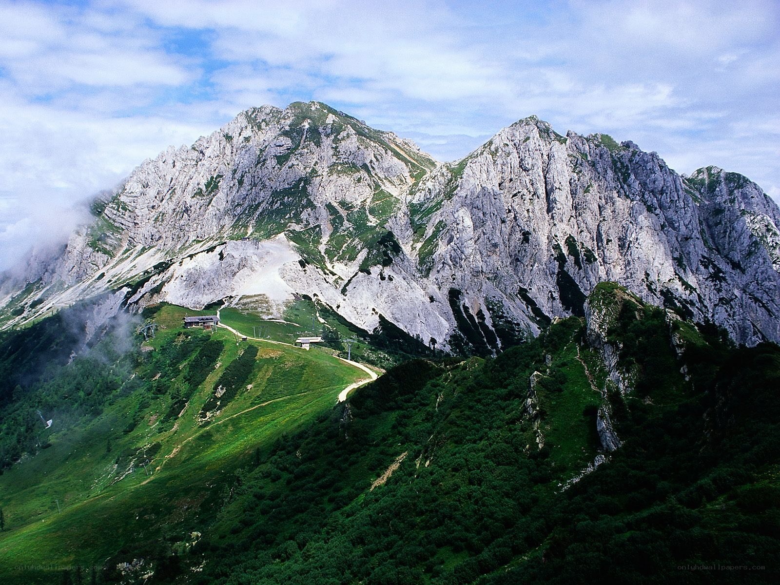 Mountain landscape with cable car