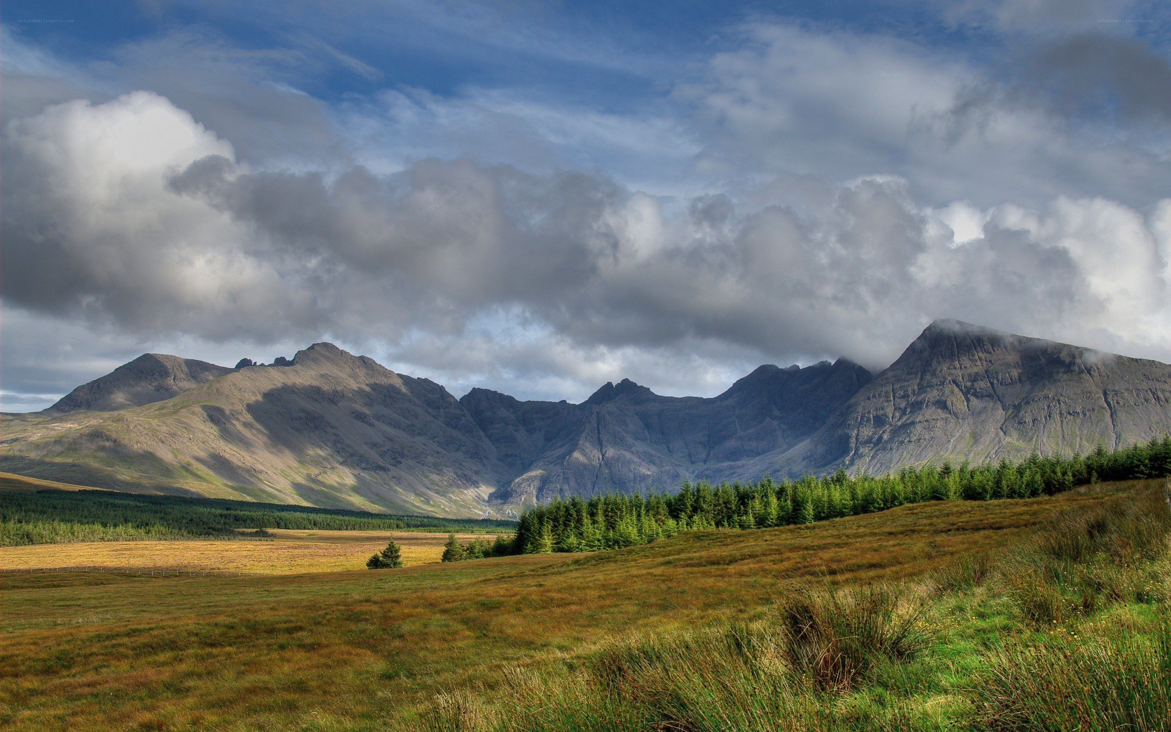 Mountain landscape with clouds