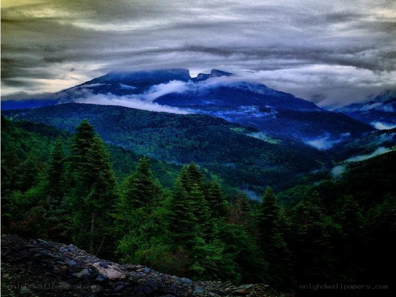 Mountain landscape with clouds
