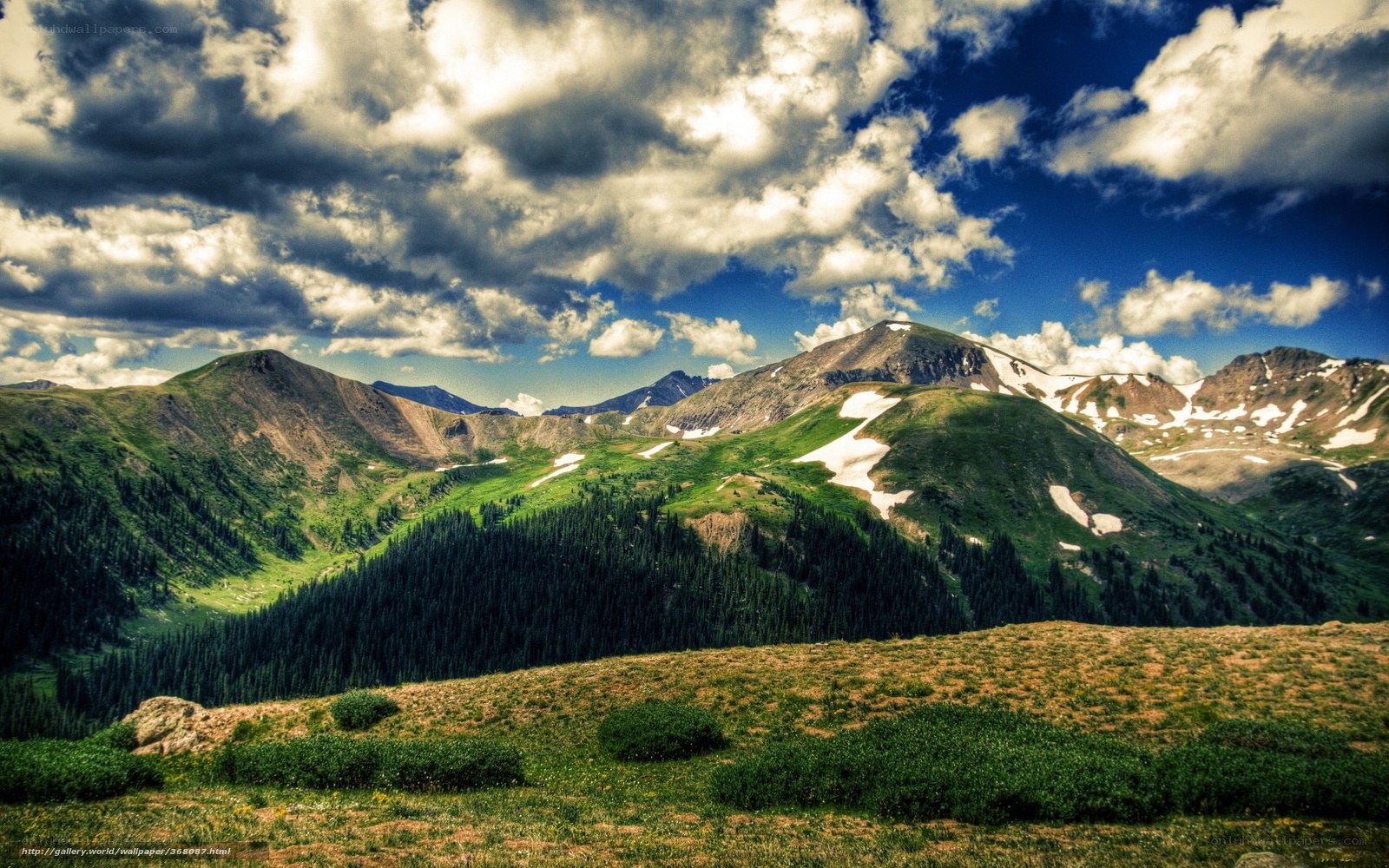 Mountain landscape with clouds