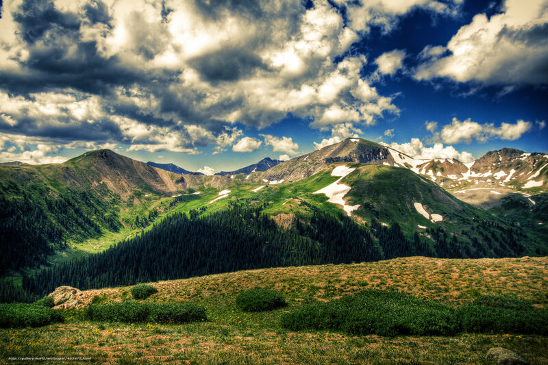 Mountain landscape with clouds