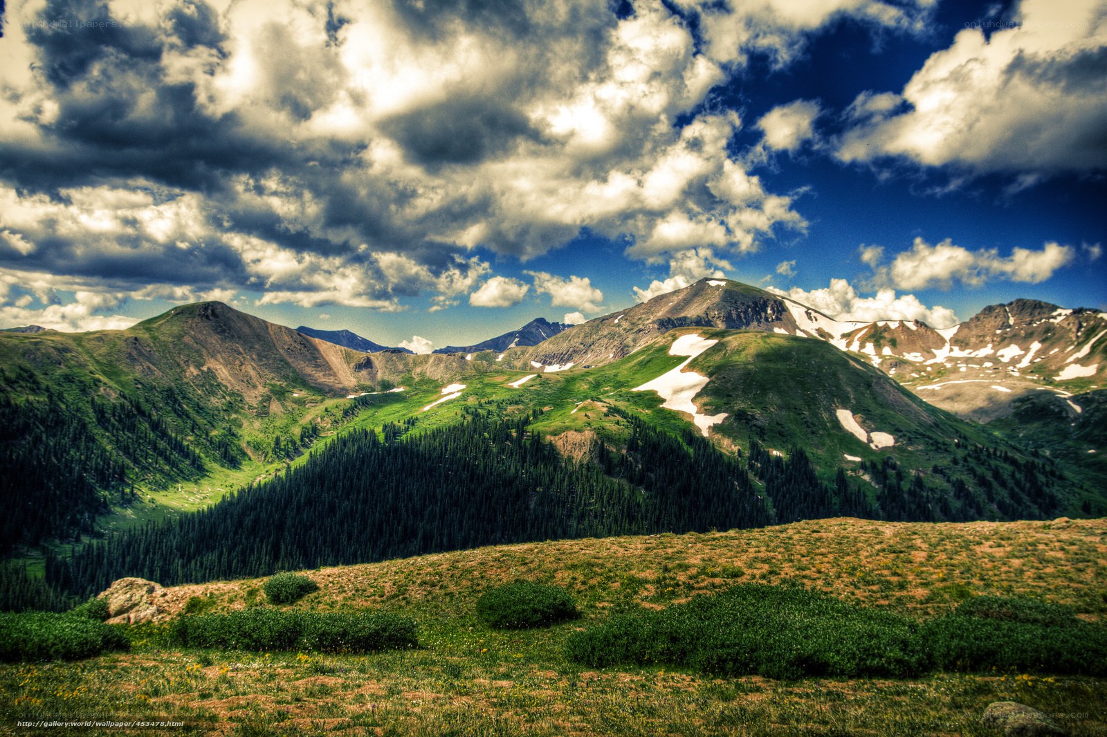 Mountain landscape with clouds