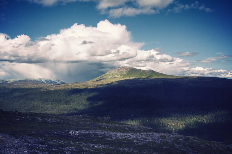 Mountain landscape with clouds
