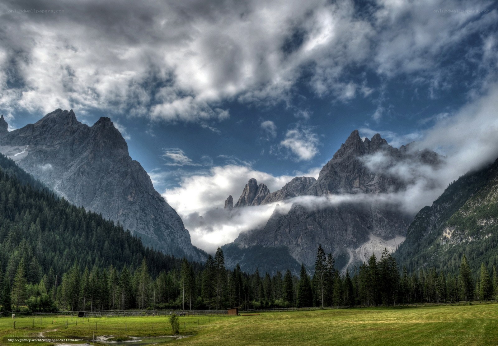 Mountain landscape with clouds