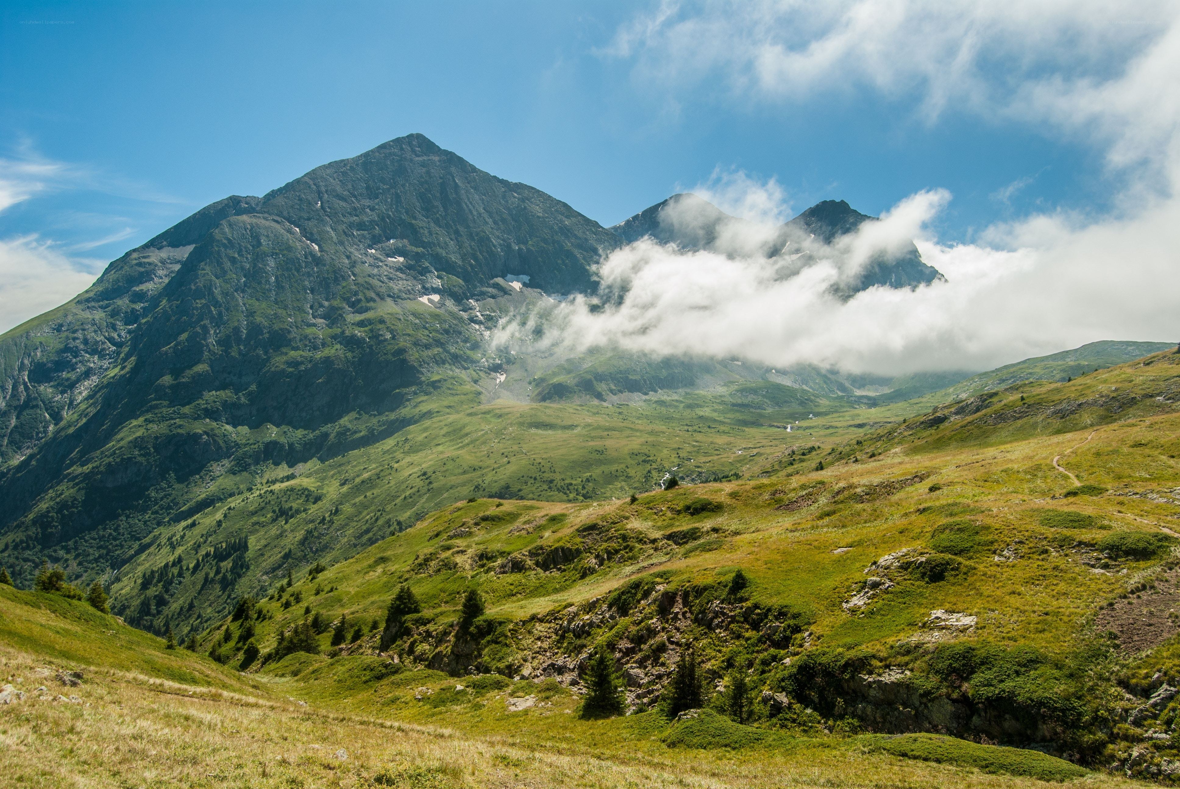 Mountain landscape with clouds