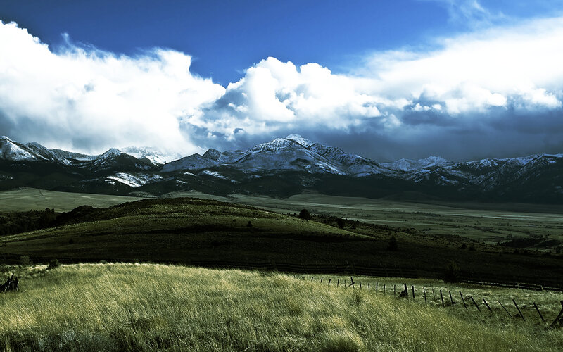 Mountain landscape with clouds