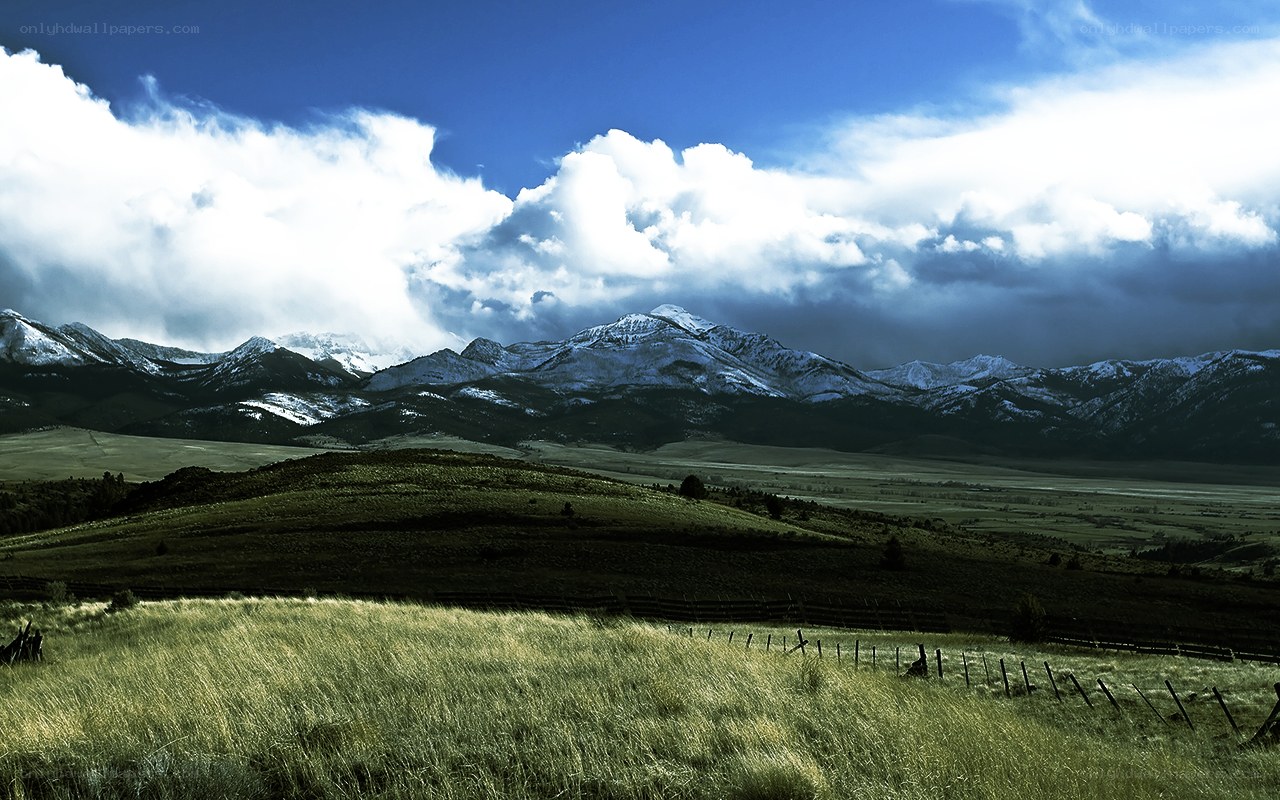 Mountain landscape with clouds