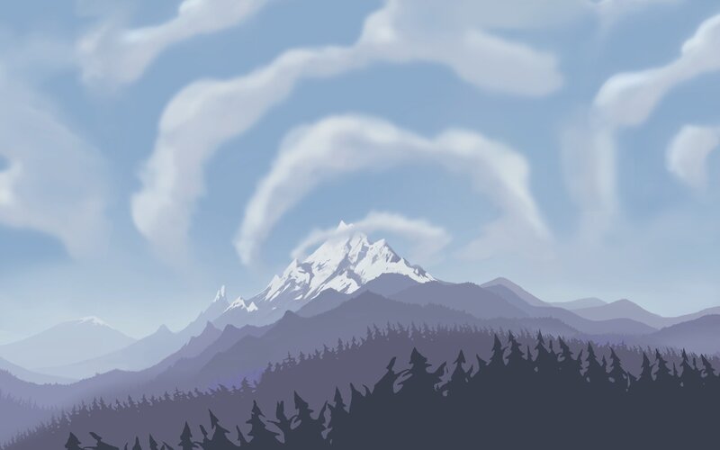 Mountain landscape with clouds
