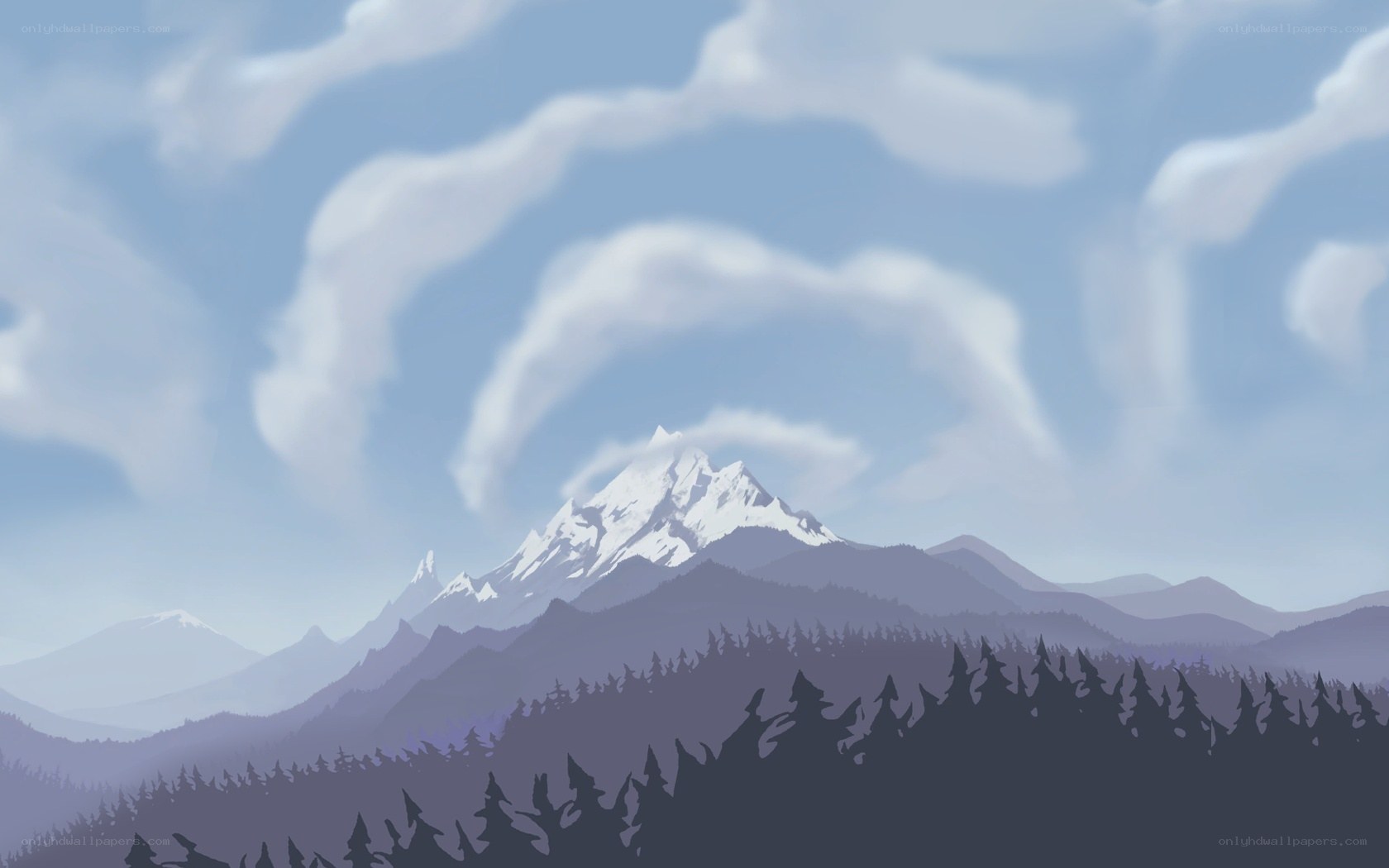 Mountain landscape with clouds