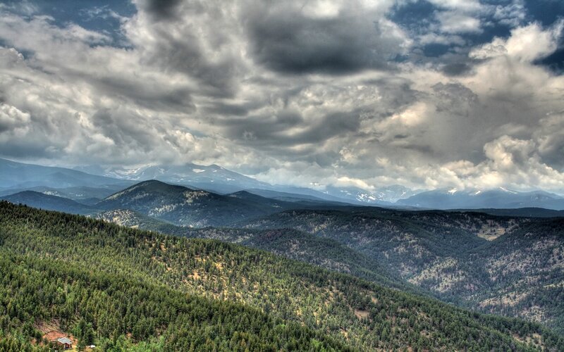 Mountain landscape with clouds