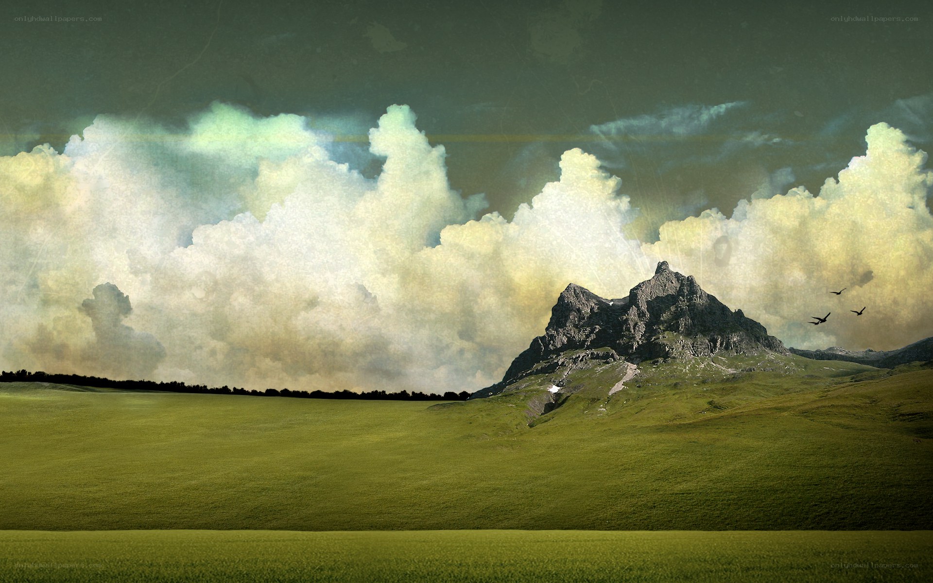 Mountain landscape with clouds