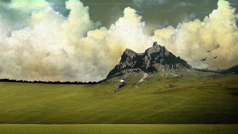 Mountain landscape with clouds