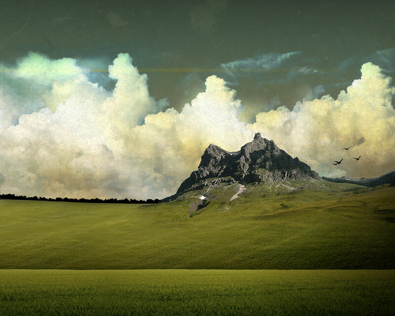 Mountain landscape with clouds