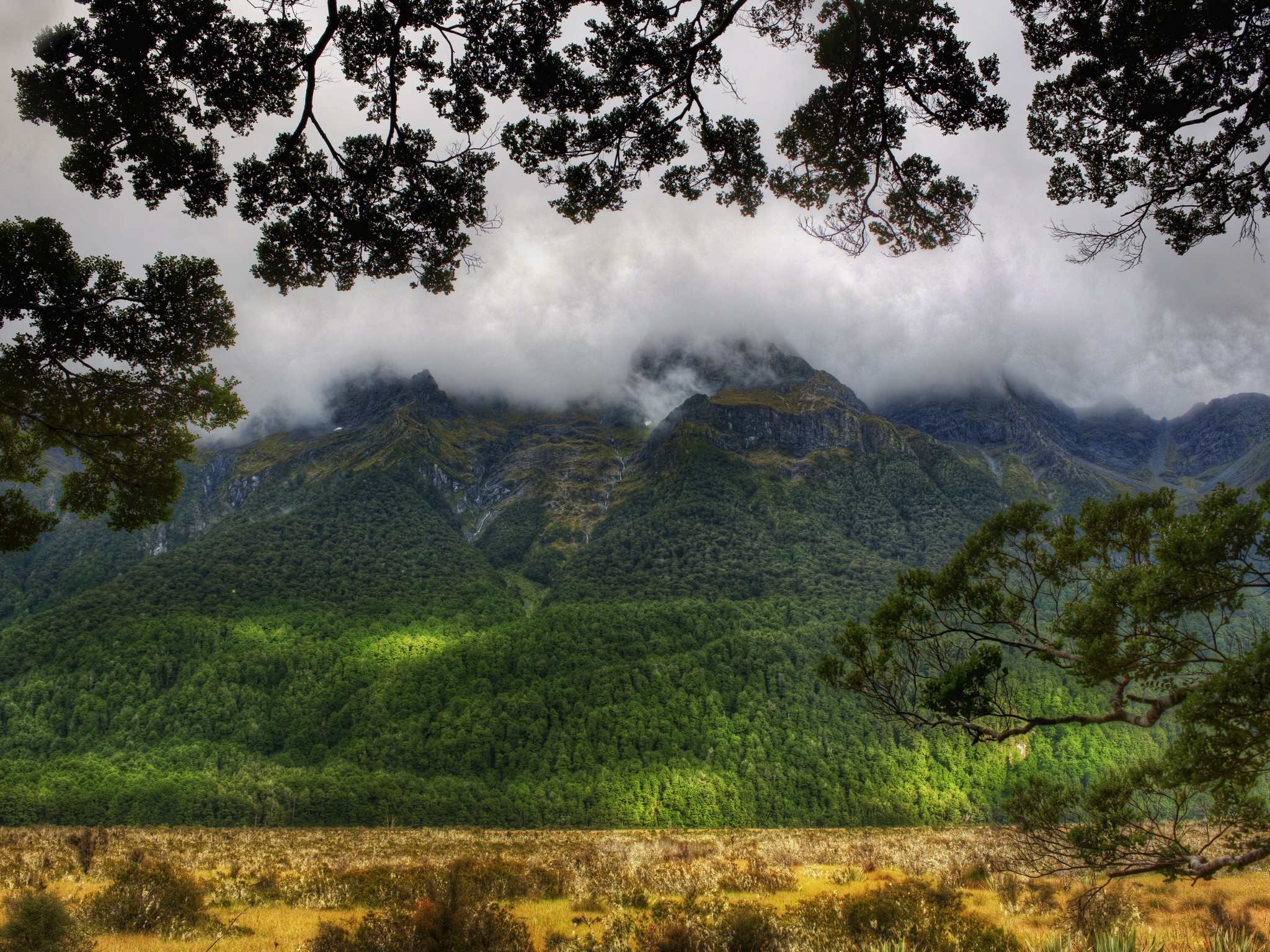 Mountain landscape with clouds