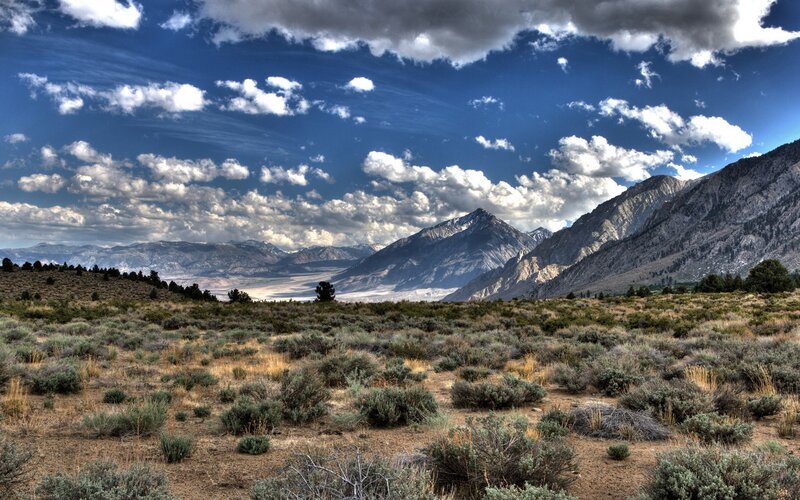 Mountain landscape with clouds