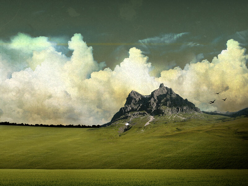 Mountain landscape with clouds