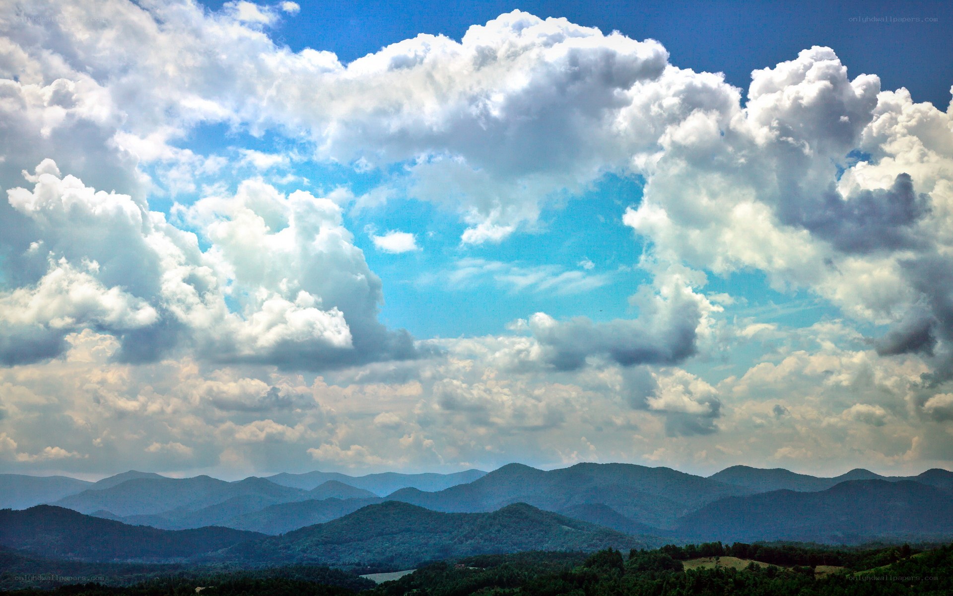 Mountain landscape with clouds