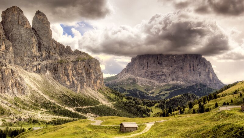Mountain landscape with clouds