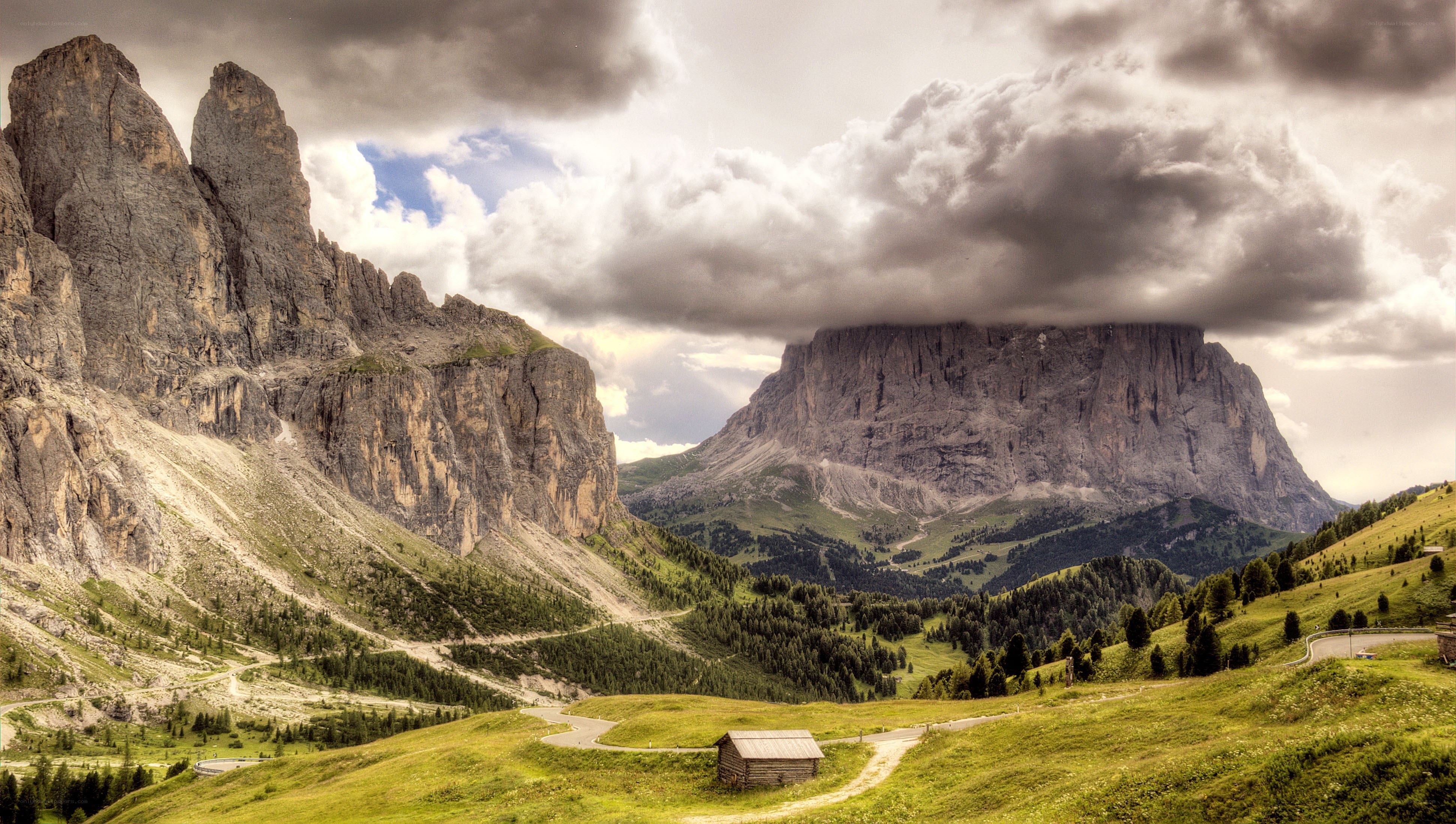 Mountain landscape with clouds