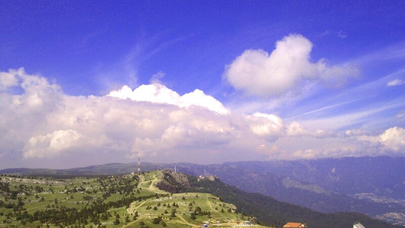 Mountain landscape with clouds