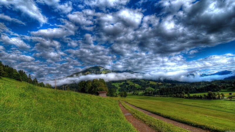 Mountain landscape with clouds