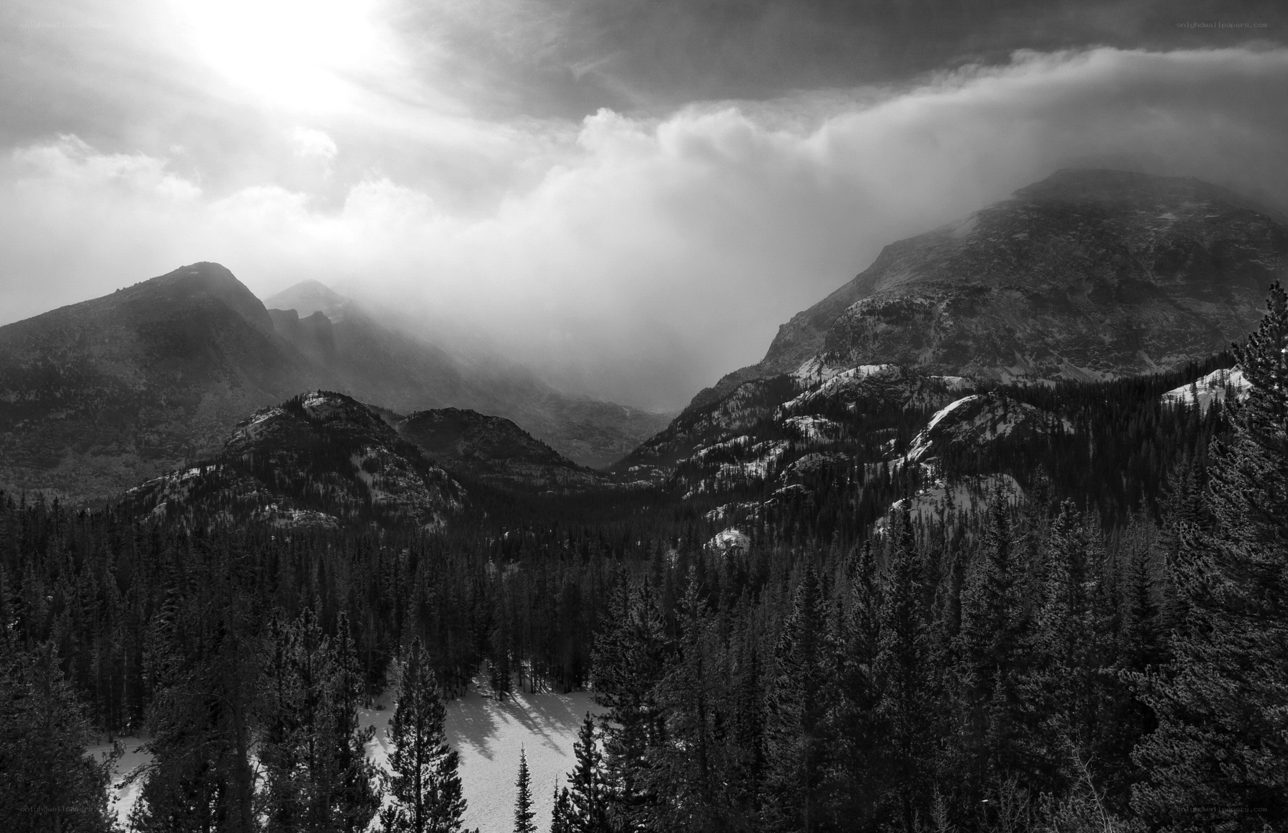 Mountain landscape with clouds