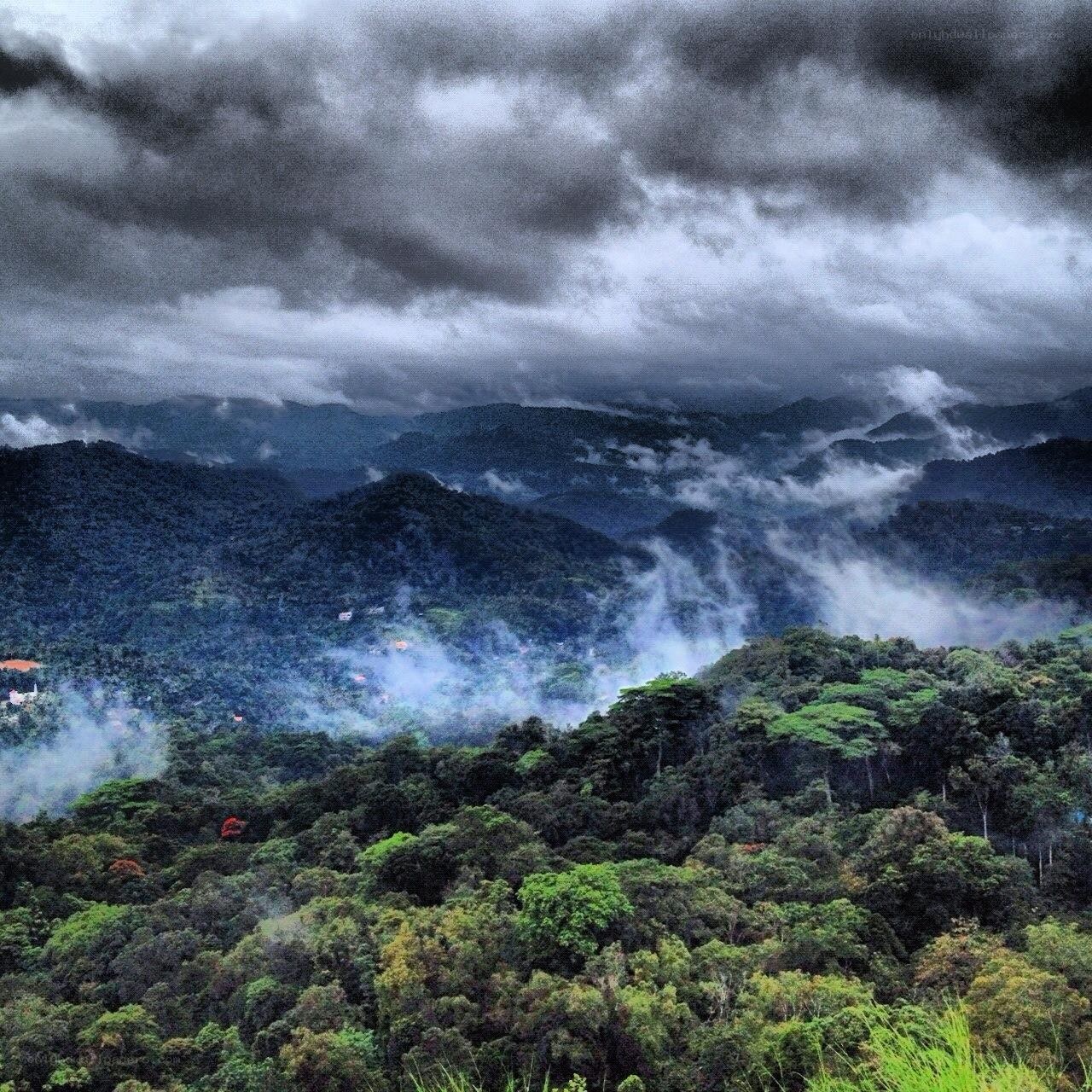 Mountain landscape with clouds