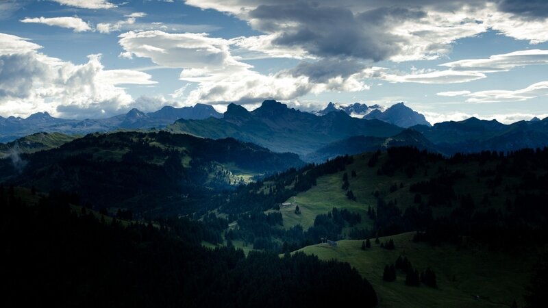 Mountain landscape with clouds