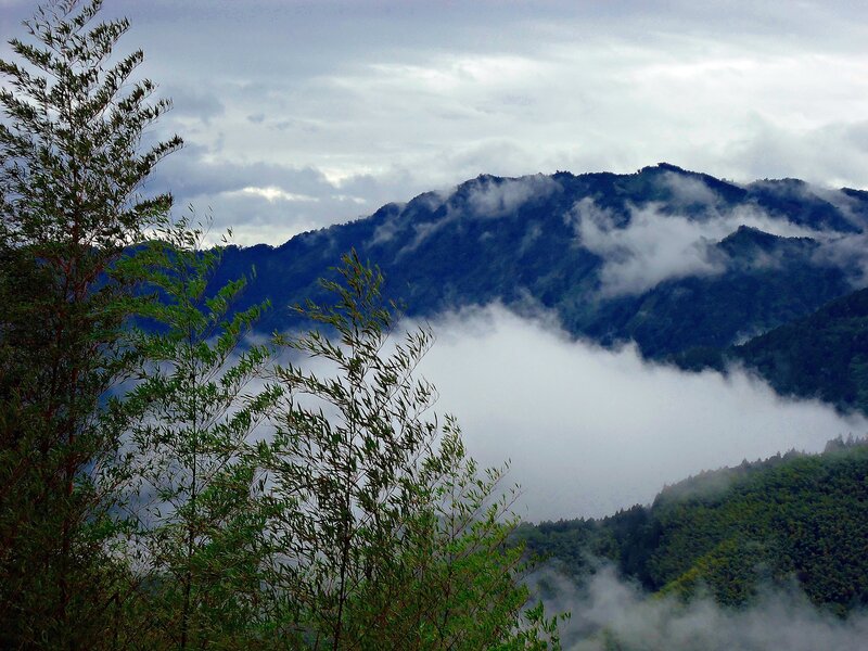 Mountain landscape with clouds