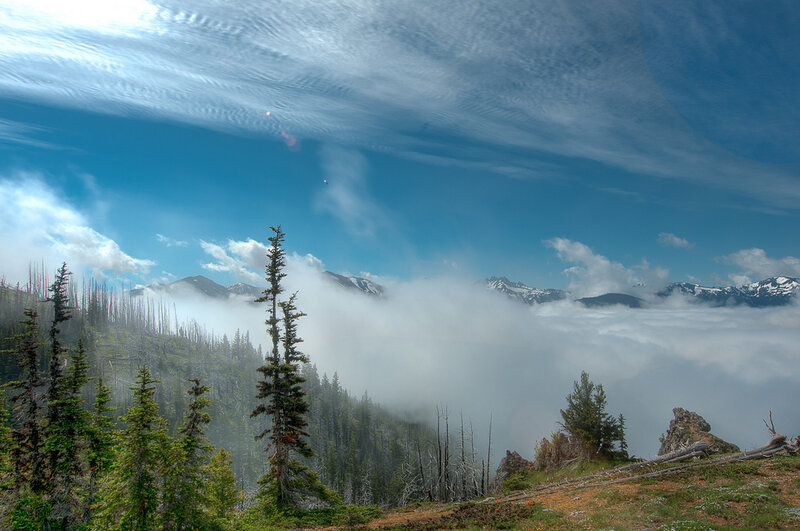 Mountain Landscape with Clouds — Blue