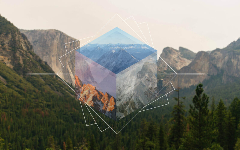 Mountain Landscape with Cube