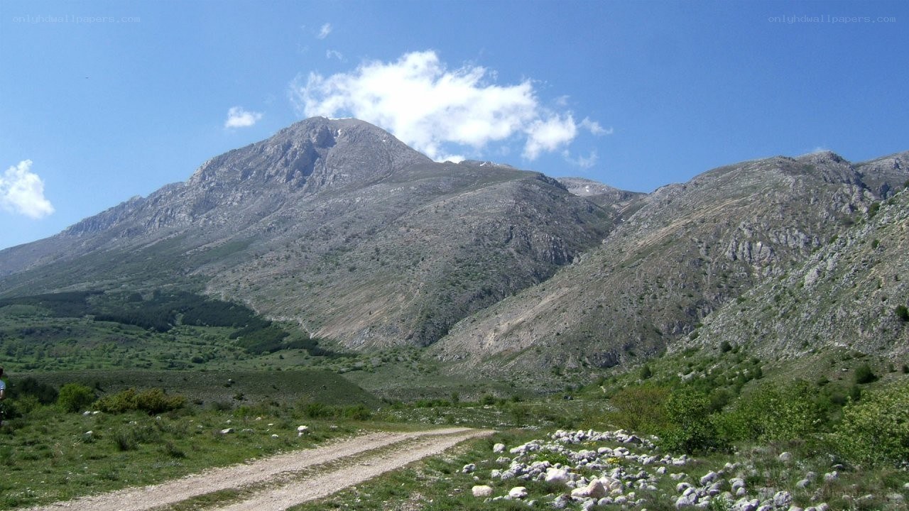 Mountain landscape with dirt path